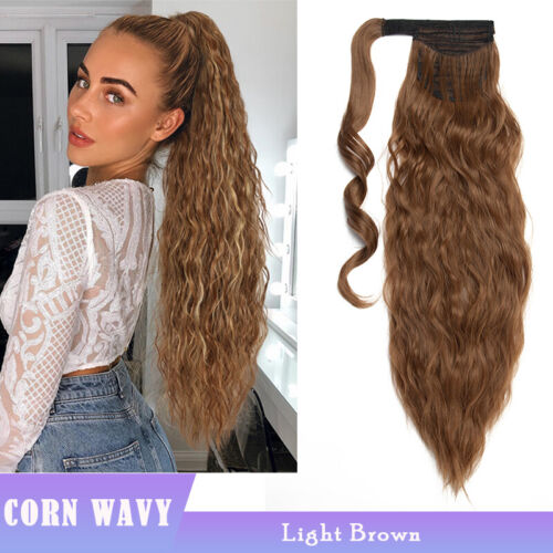 Thick Wavy Clip-in Ponytail Hair Extensions Real Soft Natural As Human Pony Tail - Picture 129 of 142