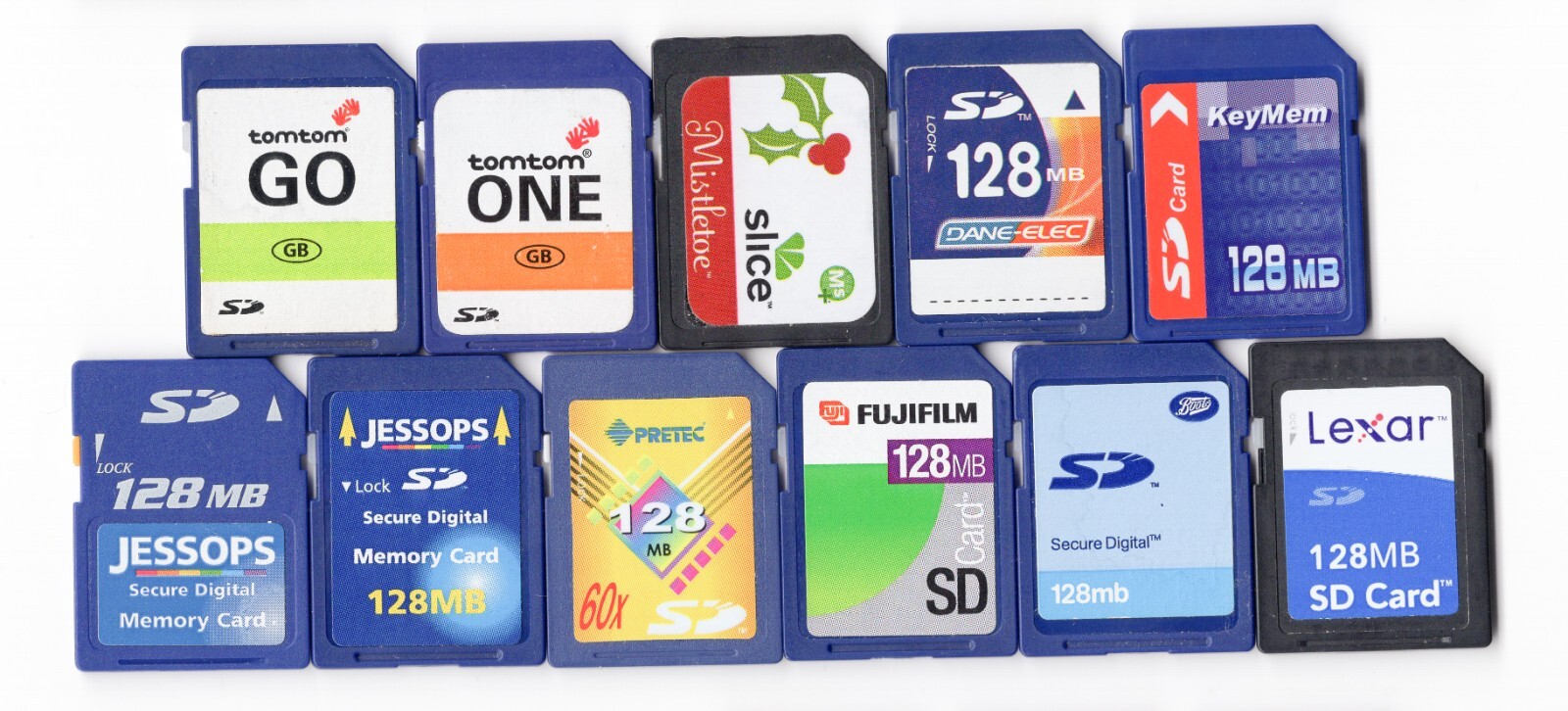 Lot Of 11x Misc. Brands 128MB MEGABYTE SD Camera Memory Cards