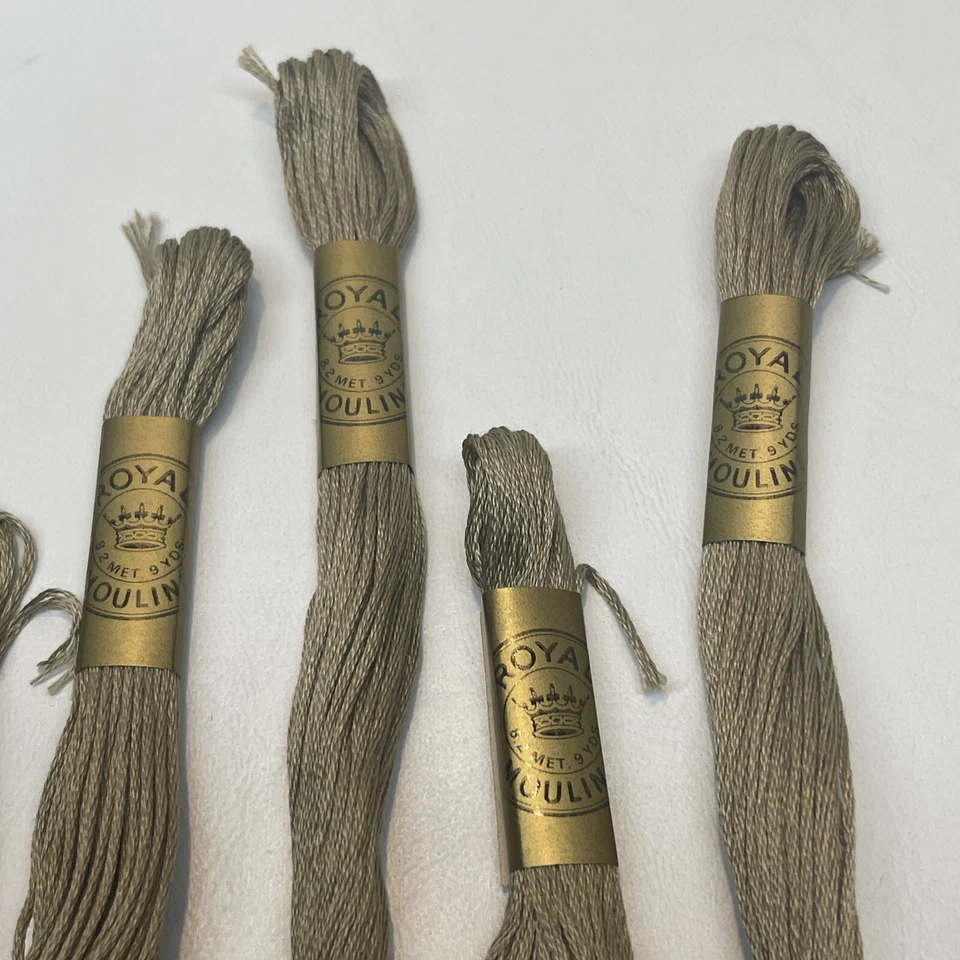 Vintage Royal Mouline 6 Strand Floss Mercerized Cotton Lot of 11 Cocoa Beige 593 - Image 4 of 4