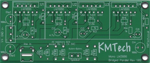 4x IC LM3886 ponte parallelo BPA200 chip gainclone solo PCB fai da te KMTech