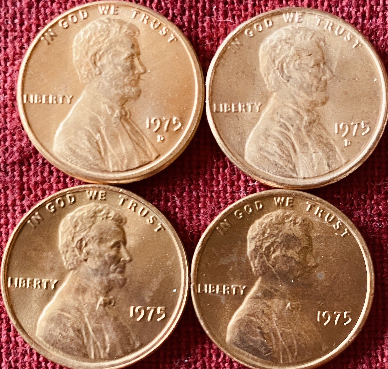 Bu Incon 1975 P/D BU Lincoln Memorial Cents - Lot Of 4, Two Of Each | eBay