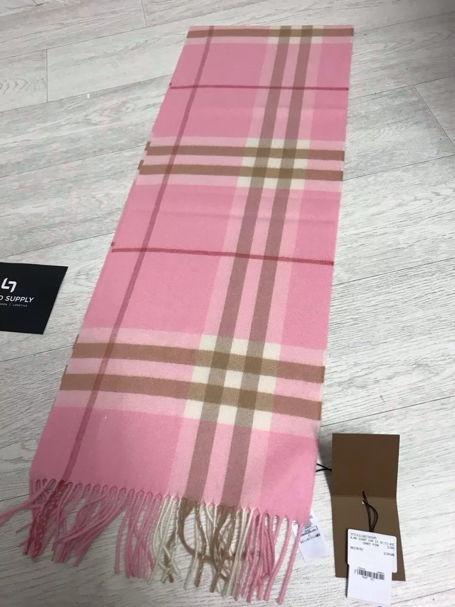 BURBERRY GIANT CASHMERE SCARF CANDY PINK CHECK 8022678 UNISEX RRP