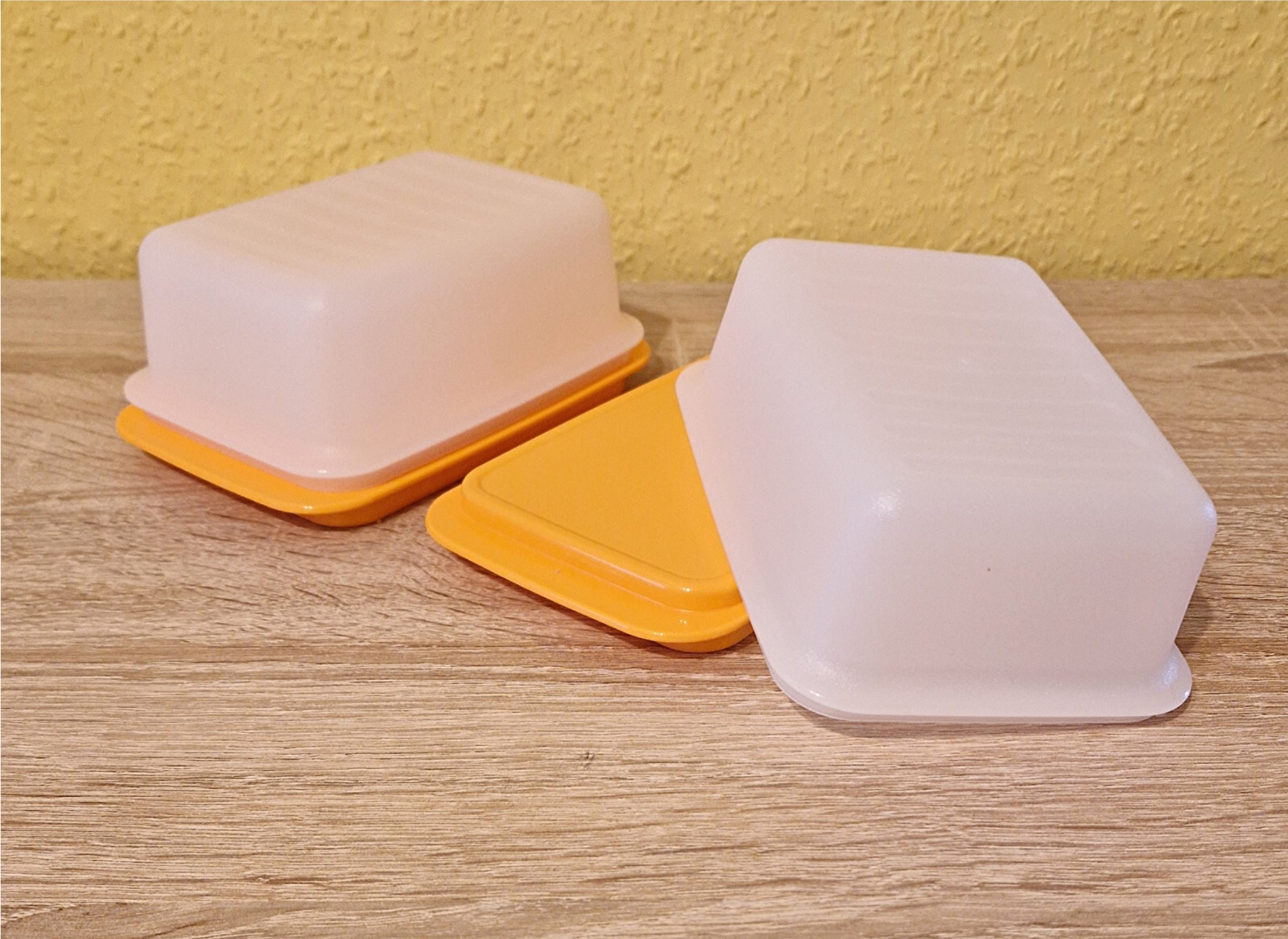 Tupperware 2x Butterdose Dose Behälter Kühlschrankbehälter Orange C21