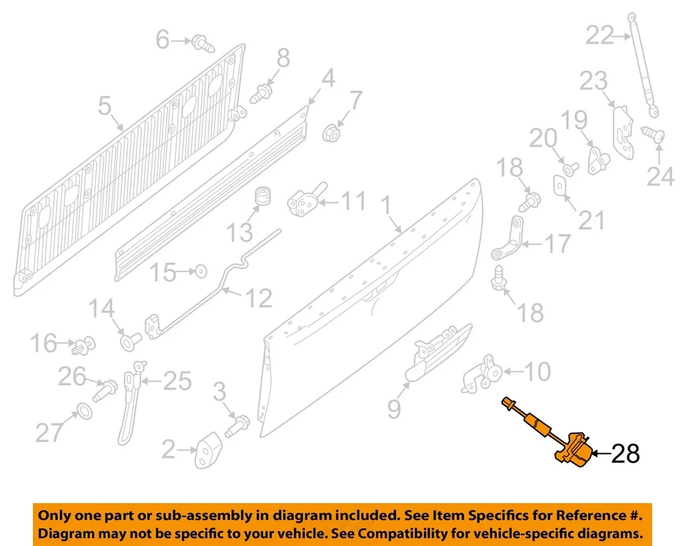 2017 Nissan Titan XD OEM Magnetic Black Dented Minor Scratches Rear Tailgate - Изображение 3 из 4