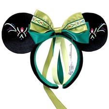 Disney- Parks Frozen Princess Anna Fantasy Spring Green Minnie Ears Bow Headband