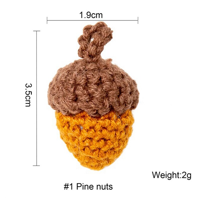 10Pcs Handmade Yarn Crochet Pine Cones Acorns for DIY Keychain Bag