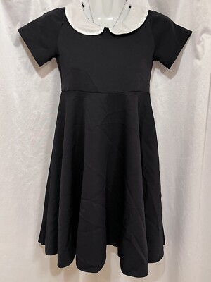 black and white wednesday dress Wednesday Addams Dress Nevermore Academy School Uniform Girl Striped W –  Sun Baby main image 0