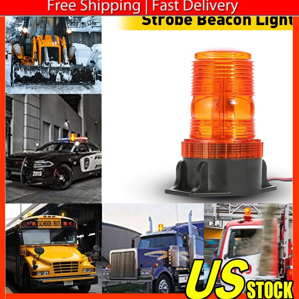 30LED Amber Rotating Strobe Light Rooftop Flash Beacon 12V-24V Warning