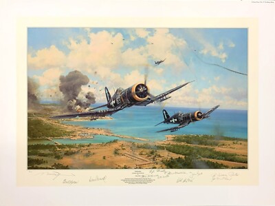 Okinawa by Robert Taylor Aviation Art signed by Ten Pacific