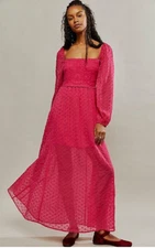 Free People Malina Maxi Dress Broderie Anglaise Babydoll Embroidered Summer S