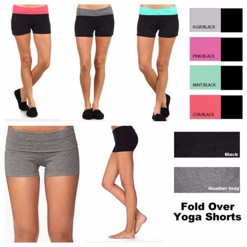 Fold Over Cotton Yoga Shorts