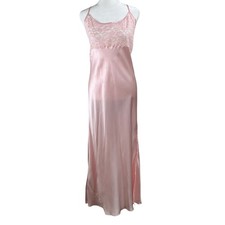 Gold Label Vintage Victoria Secret Silk Satin Lace Pink Maxi Slip Dress LGE NWT