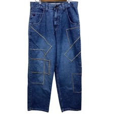 VTG Paco Jean Company Jeans Mens 33W 33L Patchwork Stitching Denim Baggy Jeans