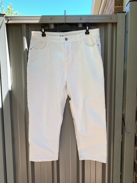 ELM LIFESTYLE Womens Plus Size 16 White 3/4 Jeans Stretch