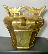 RARE Antique Chinese Ornate Octagonal Brass Tea Kettle - circa. 1890-1920