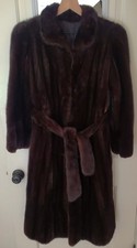 Vintage Full Length Mink Coat, Mahogany, Women's Size 10-12 FREE SHIPPING