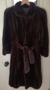 Vintage Full Length Mink Coat, Mahogany, Women's Size 10-12 FREE SHIPPING