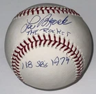 Lou Brock “THE ROCKET 118 SB’s 1974” Signed Stat Ball Inscribed Baseball JSA COA