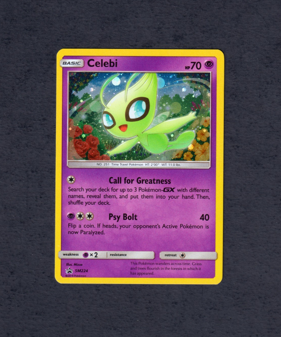 2019 Pokemon CELEBI SM224 -BLACK STAR RARE -PROMO -COSMOS HOLO -NM