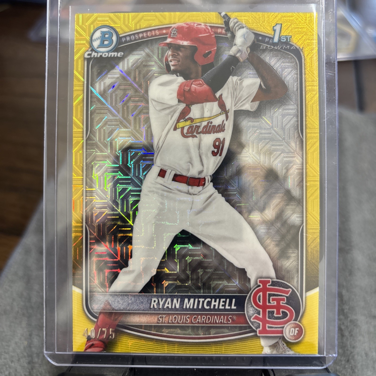 2025 Bowman Draft #BDC-77 Ryan Mitchell Chrome Yellow Mojo Refractor #/75 Cards