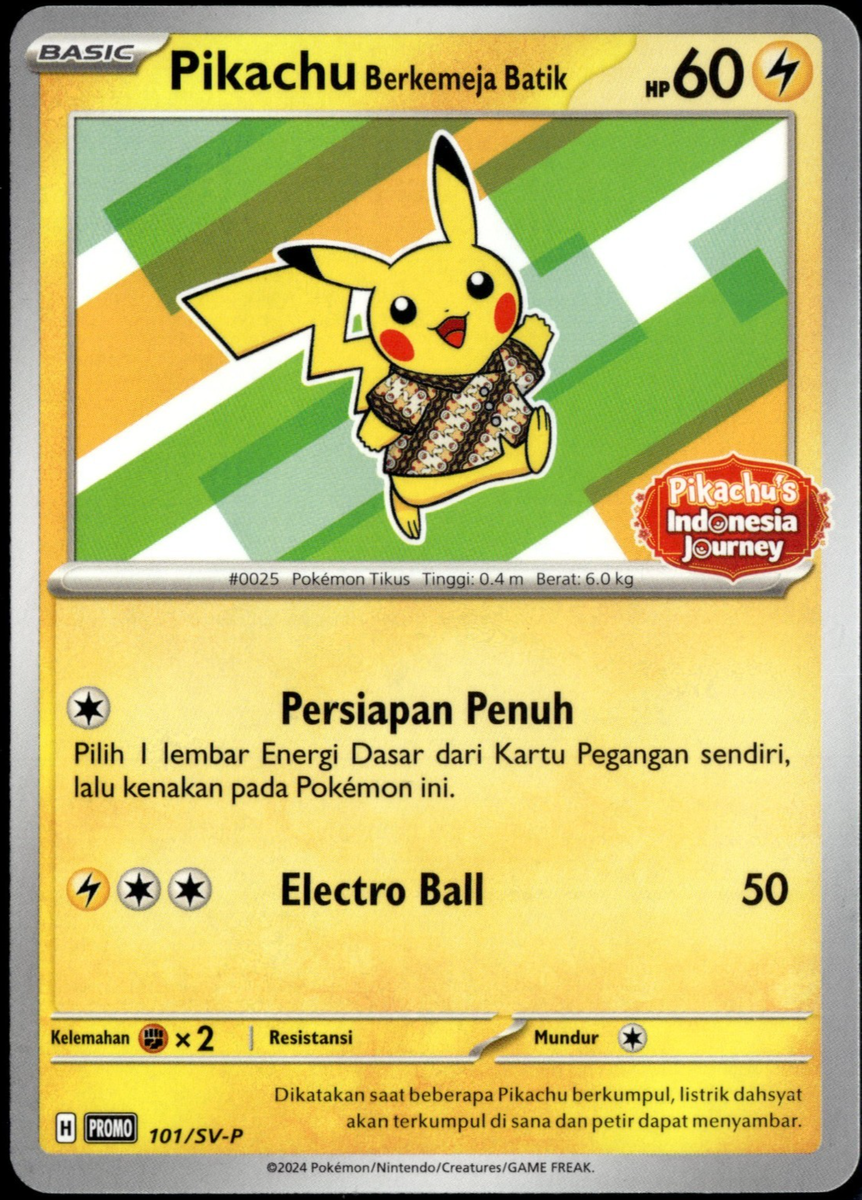 10枚 - ポケモンカード ピカチュウ バティック Pikachu Batik Pikachu Berkemeja Batik 101/SV-P Indonesia Journey Promo