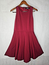 Lulus Fit Flare Dress Red Skater Sleeveless Scoop Neck Lined Rayon Stretch XL