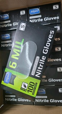 Inspire 6 Mil Nitrile Rubber Gloves Black Small Size S 1000 Count