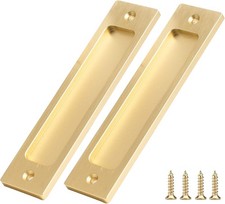 Barn Door Flush Pull Handle Gold Rectangular 2Pc