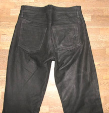 Pantalon En Cuir Pour Hommes En Noir En Cuir Nubuck W29 / L31 Environ Gr. 44