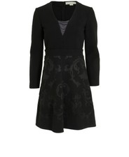 Stella McCartney Jacquard Dress Womens 6 Black Viscose Wool