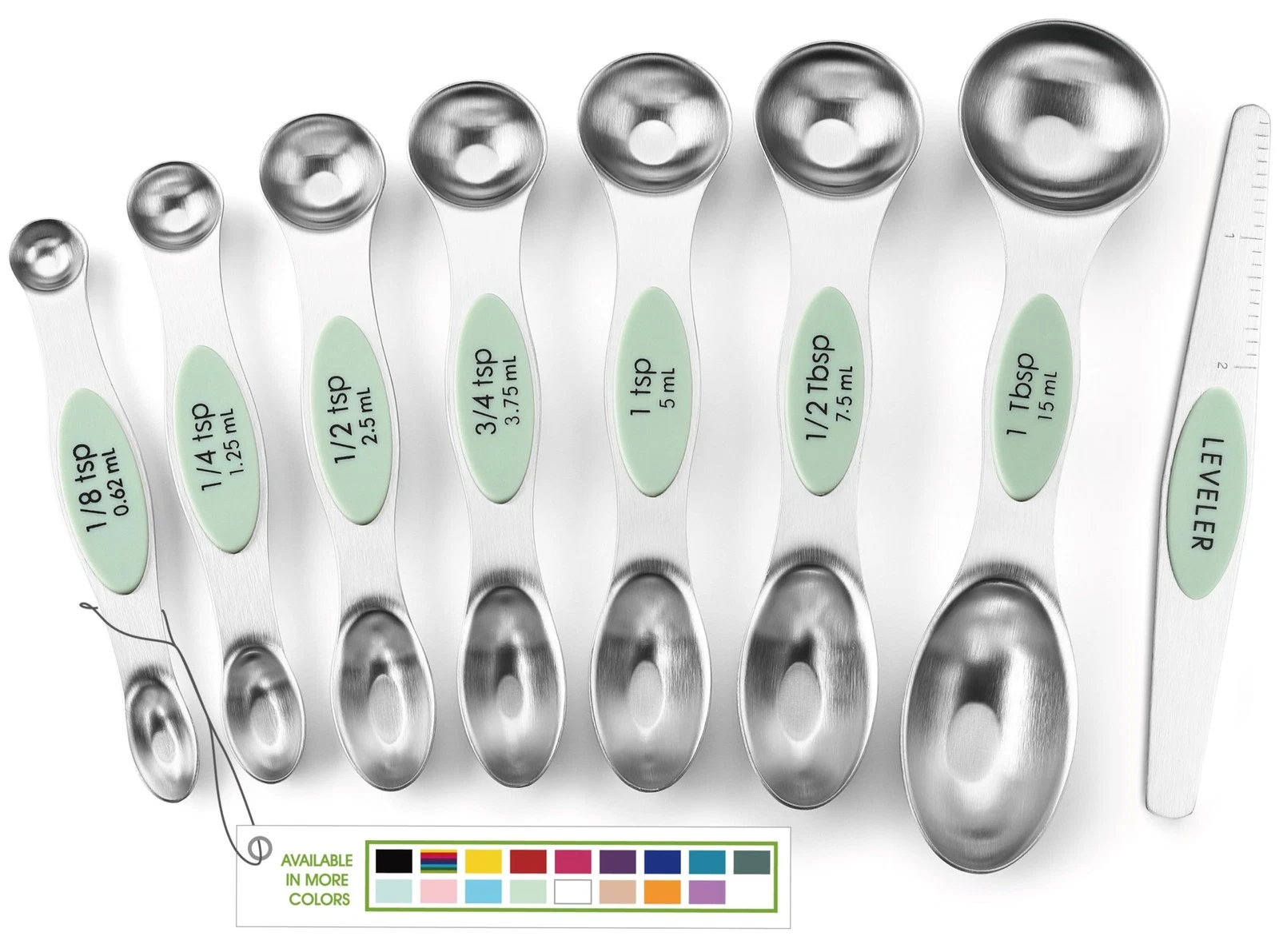 Spring Chef Stainless Steel Magnetic Measuring Spoons Set of 8 with Leveler,