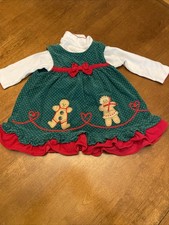 Rare Editions Girls 2 Piece Corduroy Christmas Gingerbread Dress Y2K Vintage