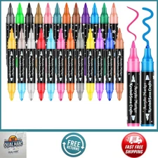 24 Dual Tip Acrylic Paint Pens – Fine & Brush Markers for DIY Crafts