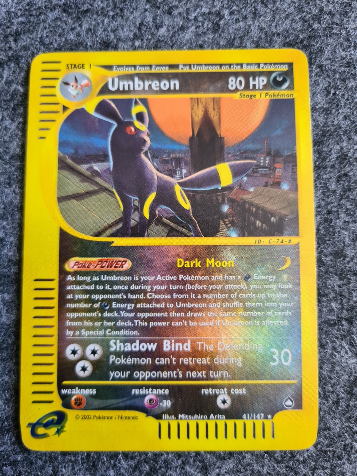 Pokémon TCG Umbreon Card 41/147 Aquapolis Reverse Holo Rare