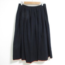 mina perhonen TRANQUIL Gathered Wool Skirt, Size 40, Navy Women USED