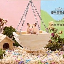 Hamster Wooden Swing Toy Hamster Cage Toy Playground Fun Cage Accessories Wooden