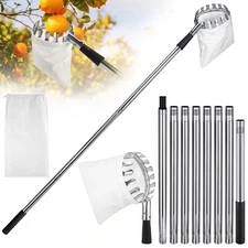 Fruit Picker Pole with Basket Telescoping 11.5FT Adjustable Fruits Tool