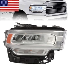 For 2019-2024 Ram 2500 3500 Headlight LED w/Halogen Signal Chrome Bezel Right