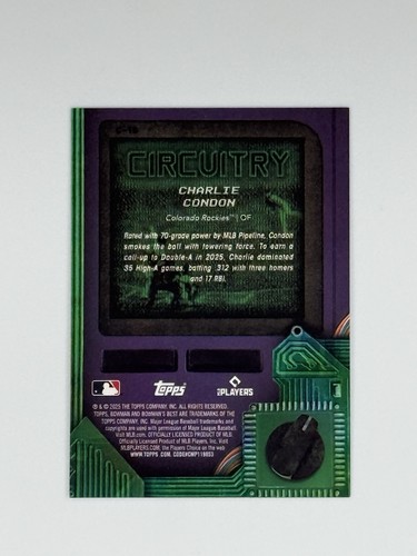2025 Bowman's Best Charlie Condon Circuitry Lava Refractor #/50 Rockies - Picture 2 of 2