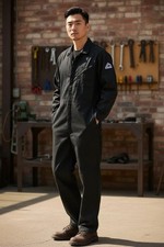 Bulwark FR Jumpsuit Mens 36 Protective Coveralls Regular CEC2NVC Hobart Logo