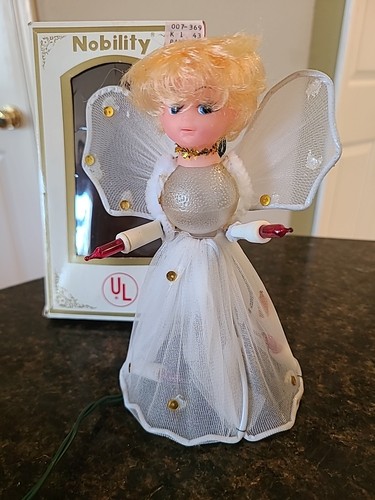 VTG Kitsch Angel Christmas Tree Topper Blinking Lighted Ornament 7" NEW NOS Box - Picture 1 of 21