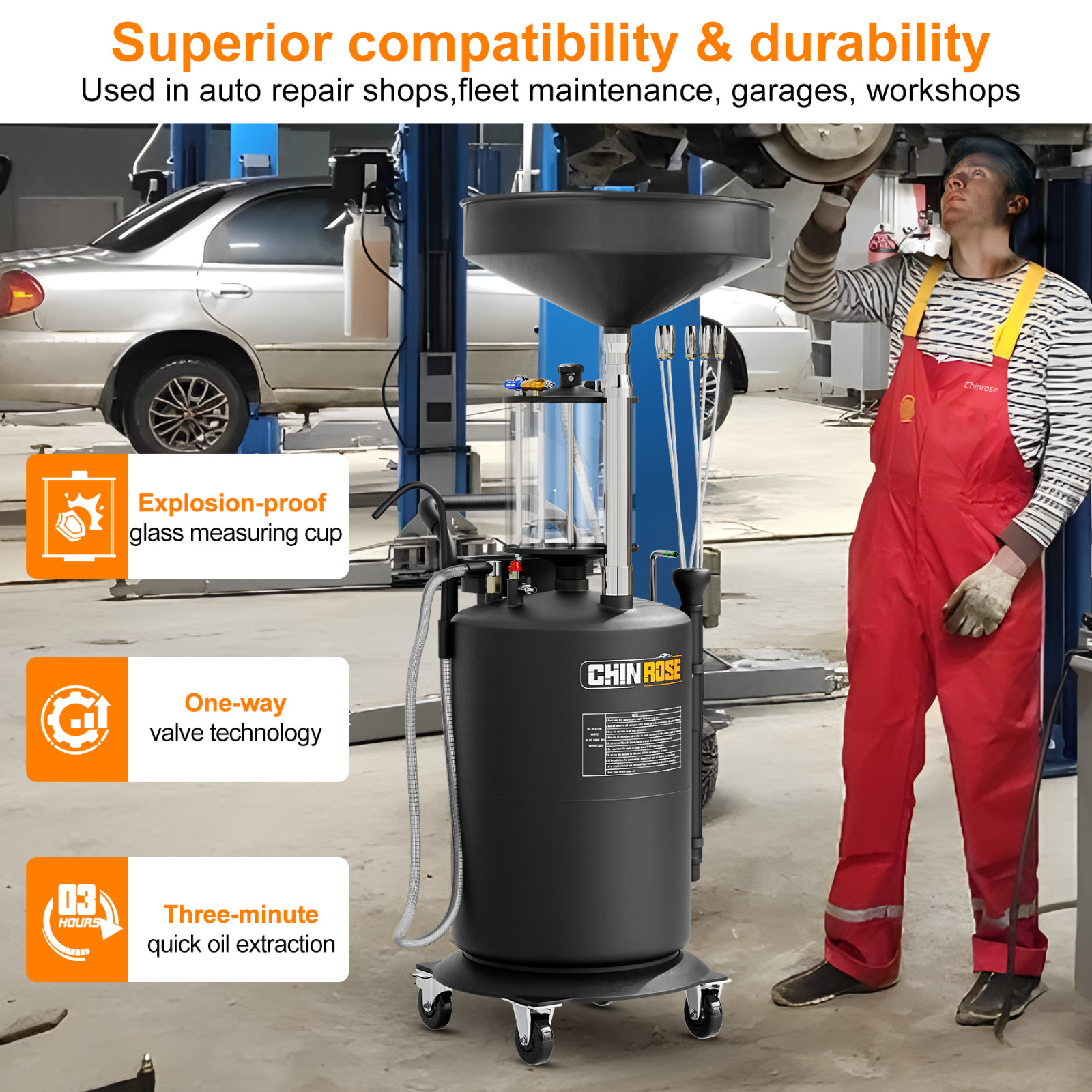 26.4 Gallon Oil Extractor with Wheels,Oil Extractor Pump,Waste Oil Drain Tank