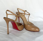 Vintage Christian Louboutin Beige Patent Leather T-Strap Red Sole Pumps US 8.5 — photo 1