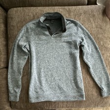 Eddie Bauer Men's Gray Fleece Mock Neck Logo Pullover Sweatshirt Size L