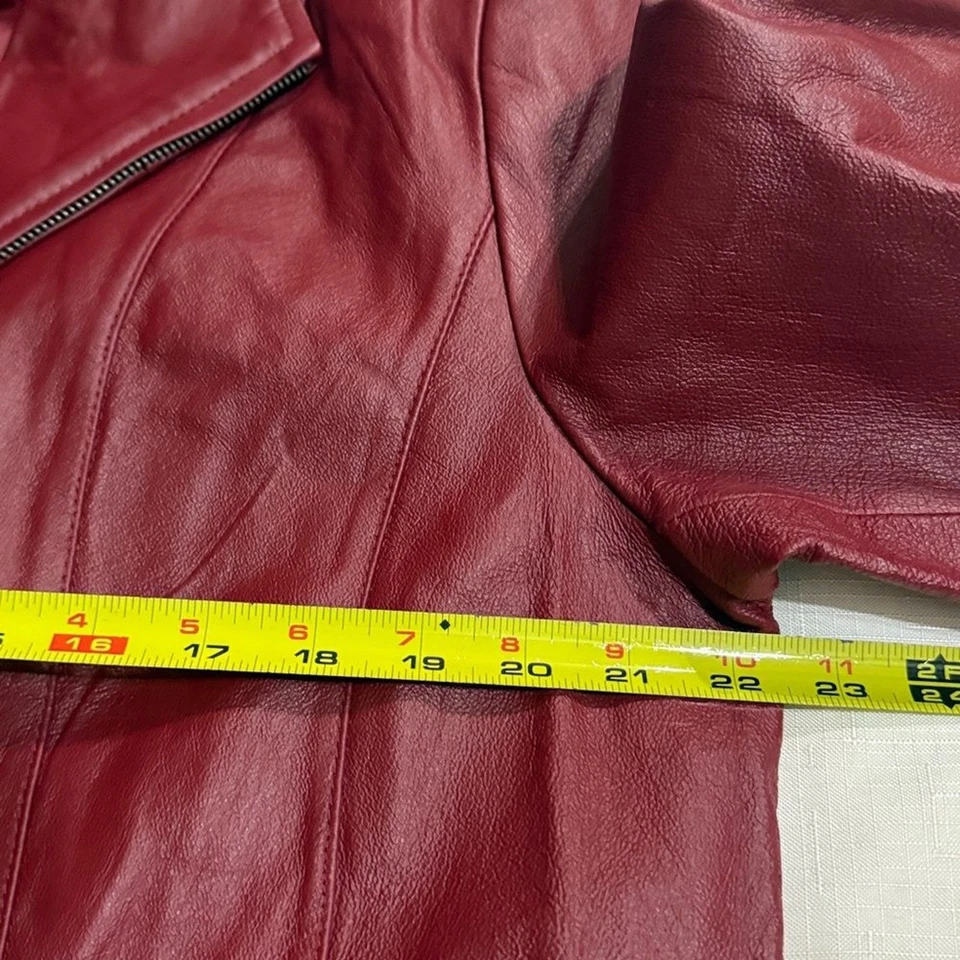 (T3) East 5th Vintage, Chaqueta de Cuero Borgoña Y2K, Talla XL Foto 3 de 4