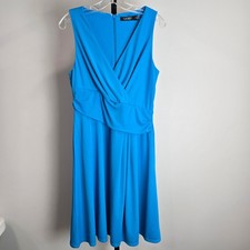 Lauren Ralph Lauren Blue Faux Wrap Sleeveless Draped Dress 10 Cocktail Party