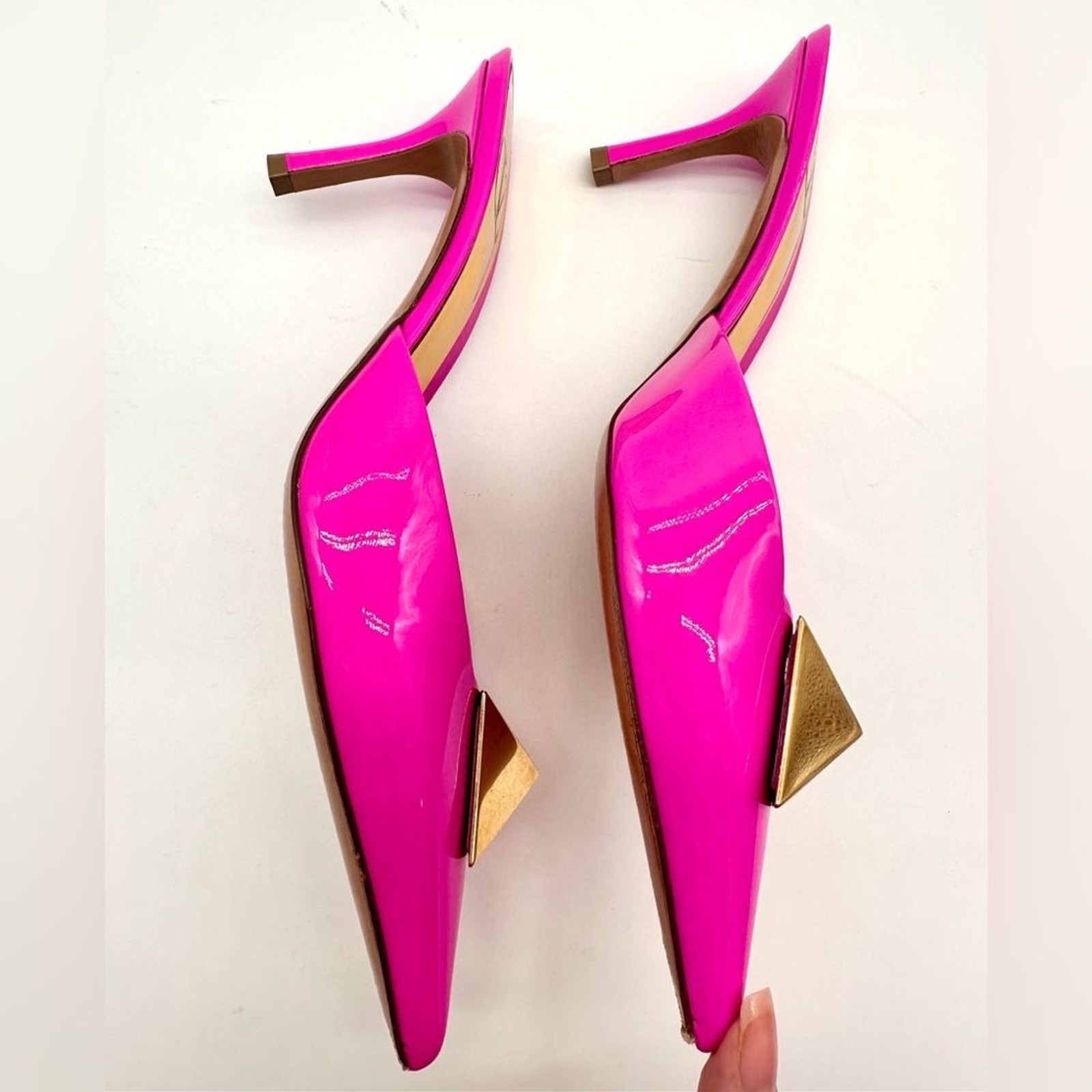 Valentino Garavani One Stud Pink Patent Leather Mules Heels EU 37.5 US 7.5 thumbnail 7