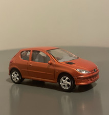 Diecast Norev Peugeot 206 Orange 3 Inches 1/64 Car In Very Good Condition