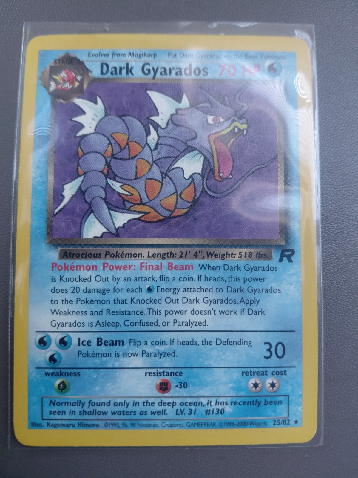 Dark Gyarados - 25/82 - Pokemon Team Rocket Unlimited Rare Card WOTC NM