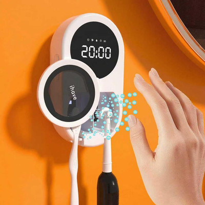 Toothbrush Sanitizer Holder with UVC & 100M Negative Ions: Auto-Cycle for 360° D